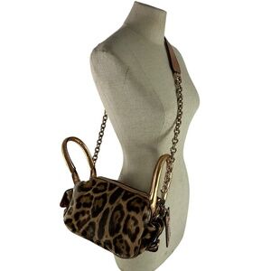 Genuine Vintage DOLCE & GABBANA Miss Double Leopard Print Calf Hair Chain Bag